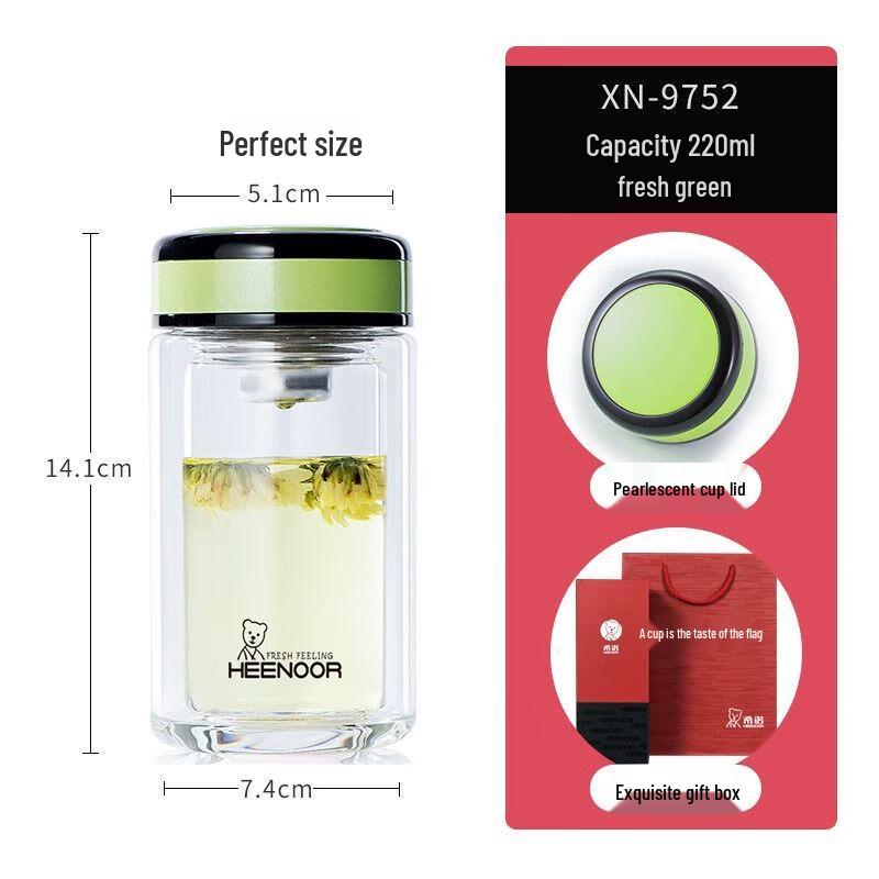 

XiNuo Double Wall Glass Tea Cup with Lid
