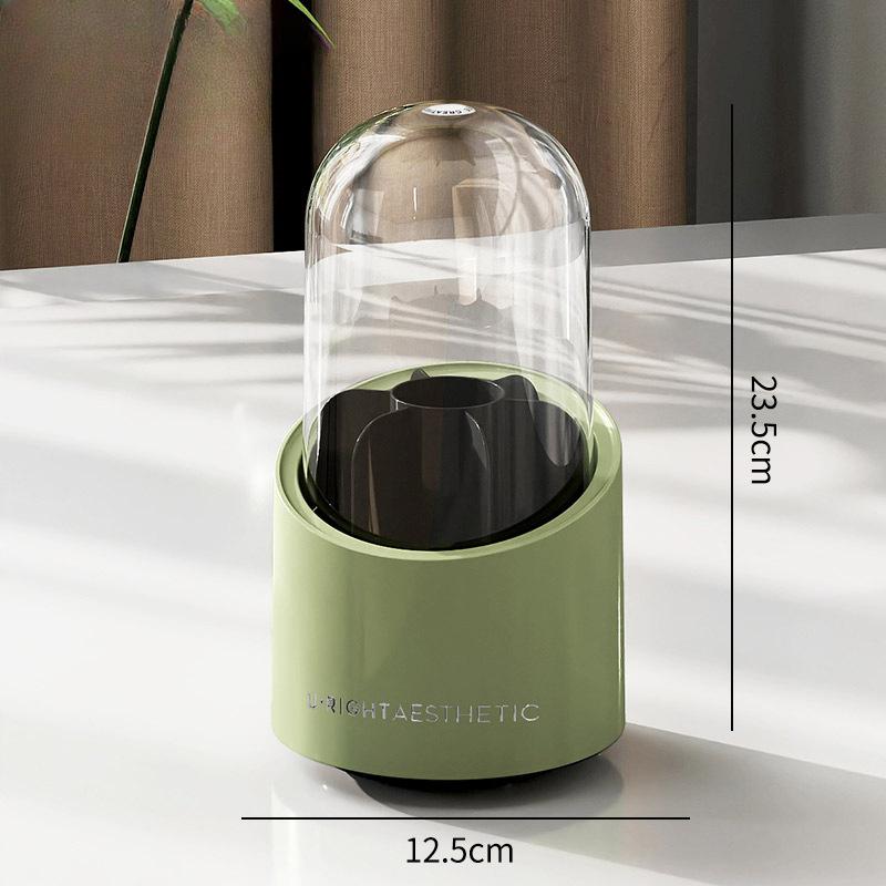 

Відро для зберігання пензлів для макіяжу Пилозахисний Прозорий Настільний Бокс для зберігання помади та косметики Green [with cover]