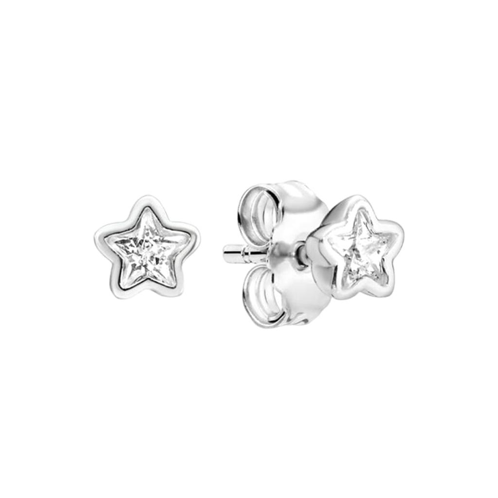 Pandora 925 Sterling Silver Synthetic Cubic Zirconia Earrings Women's Silver 290597CZ