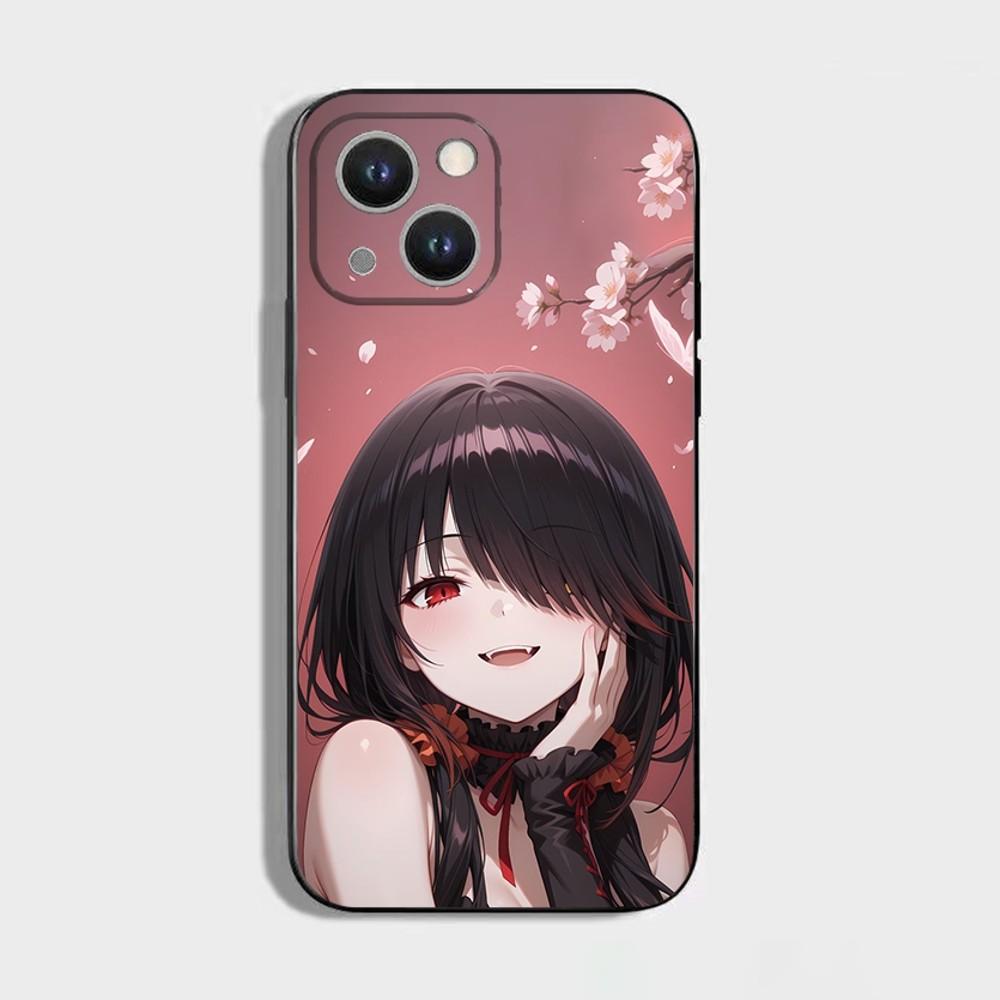 Tokisaki Kurumi Date a live 1 Phone Case For iPhone 16 15 Plus 14 13 Pro Max 12 Mini 11 X XS XR 7 8 8Plus Black Soft Phone Coque