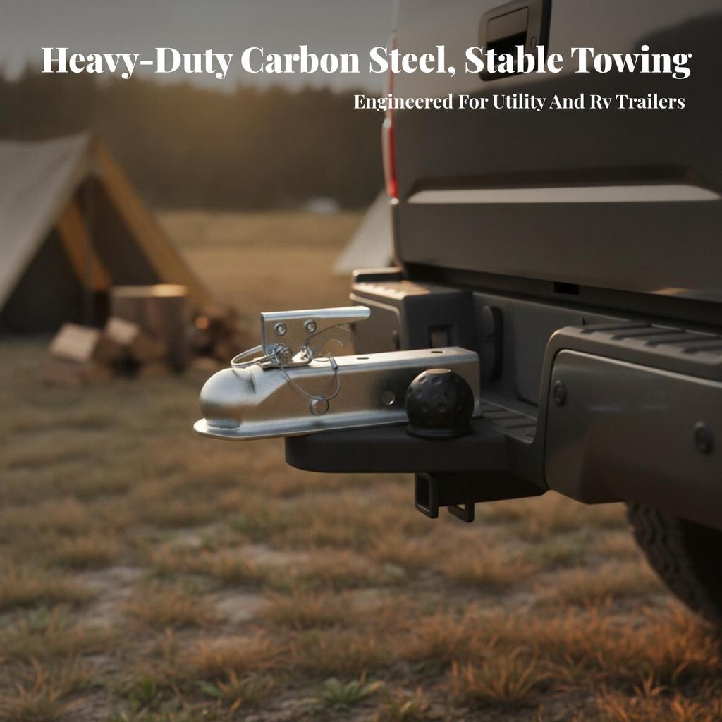 Trailer Coupler with Ball Cap Heavy-Duty Hardware Secure for Towing