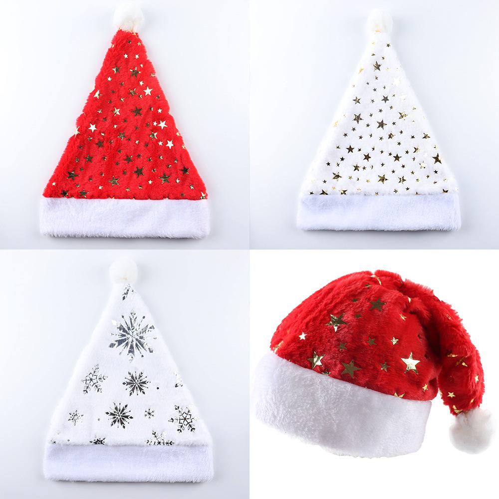 Popular Plush Christmas Hat with Stars & Snowflakes – Imitation Rabbit Fur for Adults & Kids