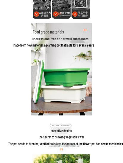 Durable Large Rectangular Plastic Vegetable Growing Pot for Balconies