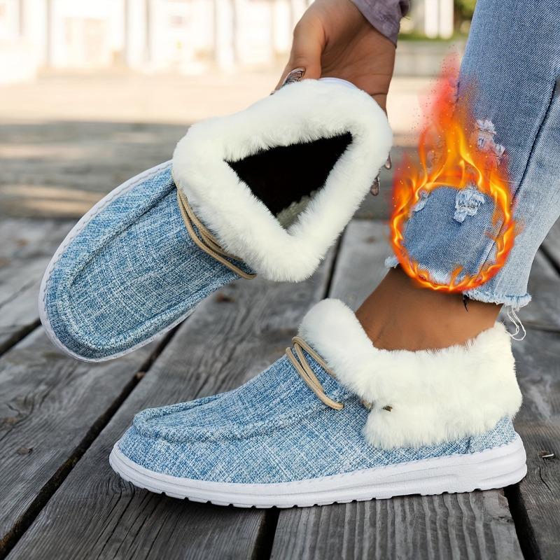 Women's cotton shoes thickened autumn and winter warm non-slip round head elastic lace flat bottom sports warm thickened
