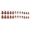 Textured 3D Zebras Pattern False Nail 24pcs Cats Eye Glitters Press On Nail Crystal Rhinestones French Style ABS