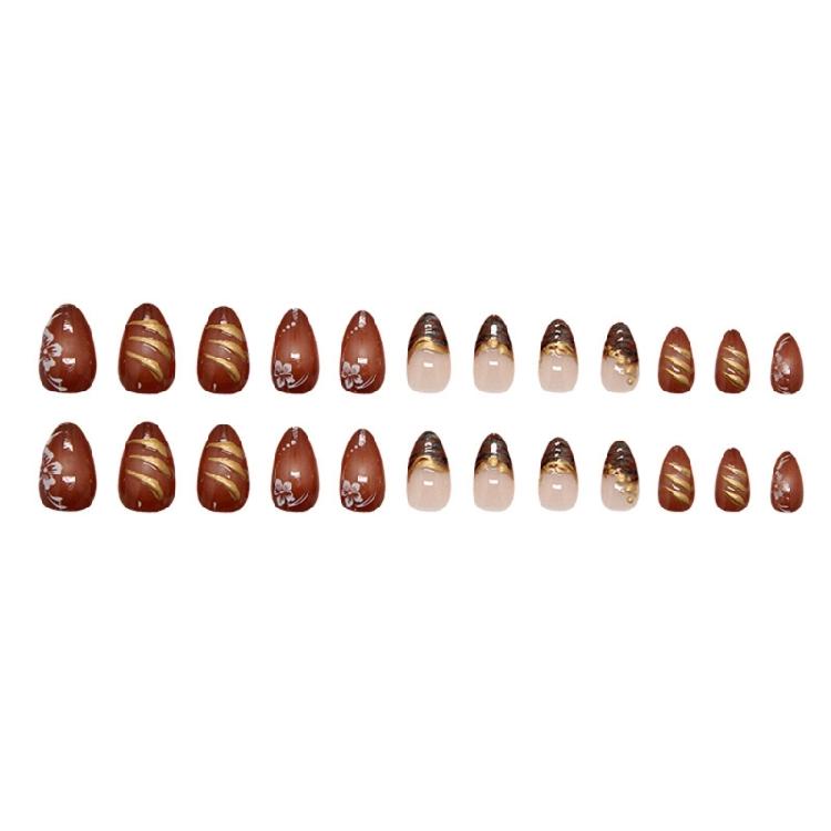 Textured 3D Zebras Pattern False Nail 24pcs Cats Eye Glitters Press On Nail Crystal Rhinestones French Style ABS