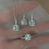 New High-end Sea Blue Diamond Pendant Necklace Light Luxury Temperament Collarbone Chain New High-end Fashion Neck Chain Women