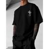 European Size Y2K Style Men's T-Shirt with Winged Cross Pattern- Casual Streetwear, Breathable  Fiber, Summer Outdoor Fashion