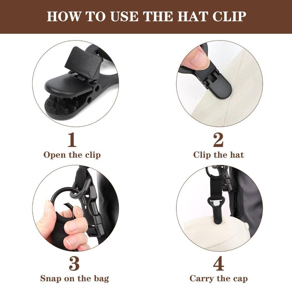 Outdoor Portable Travel Hat Clip Clip On Hands Free Hat Hanging Hook Anti-lost Hats Holder for Travel on Bag