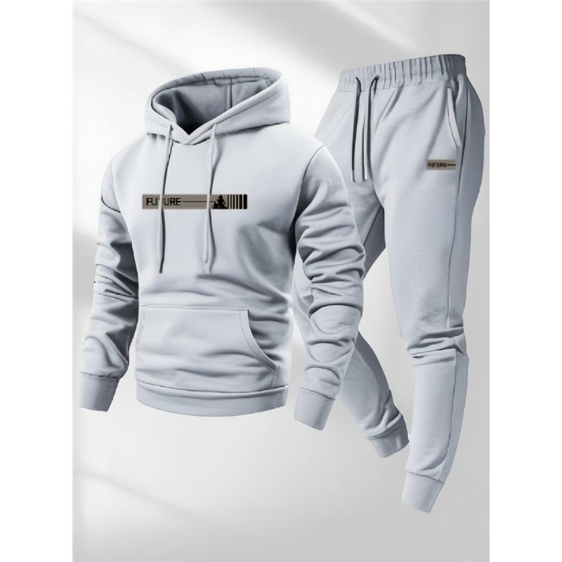 Men's Hoodie Sweatpants 2 Piece Set Casual Sportswear Tracksuit Winter Warm Pullover Joggers For Men