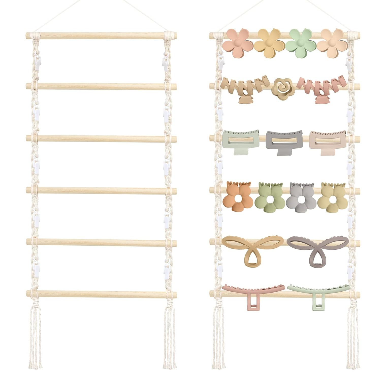 Hair Claw Clip Organizer,Macrame Hanging Hair Clip Holder and Storage for girls,Claw Clips Hanger Home Boho Decor for Wall,Door,Closet macrame 1