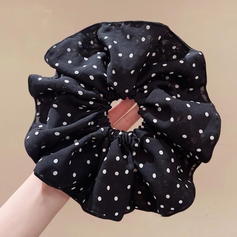 

Корейская мода черно-белая точка большая резинка для волос корейский конский хвост эластичная повязка для волос веревка для волос для женщин украшение для волос чёрный