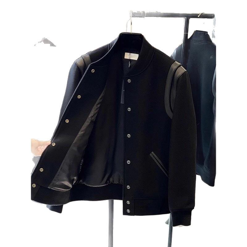 Blouson Bomber Patchwork en Cuir Élégant pour Homme - Tendance Casual Unisexe Printemps/Automne