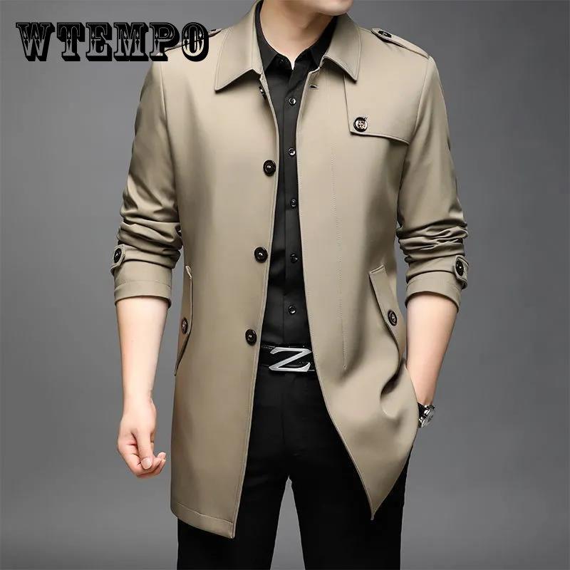 

Мужской шелковый деловой костюм, верхняя часть на пуговицах с лацканами, повседневное удобное пальто, однотонная парка, длинная