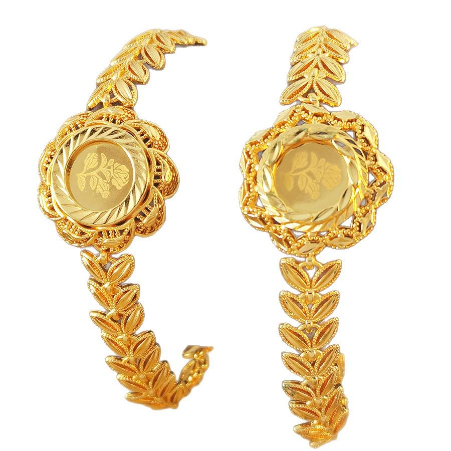 Sand Gold Flower Leaf Bracelet: New Chinese Style, Light Luxury, Women’s Hollow Design with Long-lasting Color Retention for a High-end Feel.