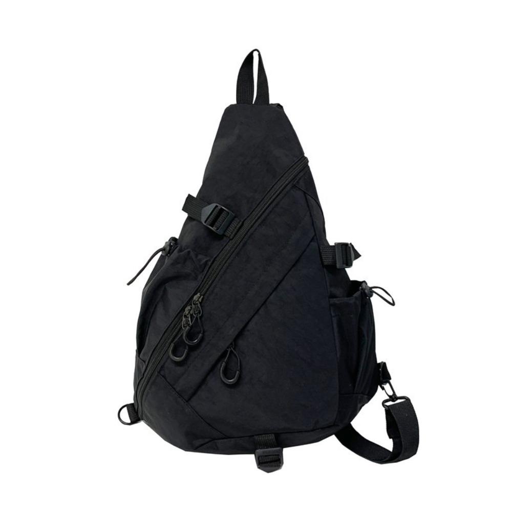 Large Capacity Oxford Cloth Shoulder Bag Solid Color Sports Crossbody Bag Men's Chest Bag  Travel