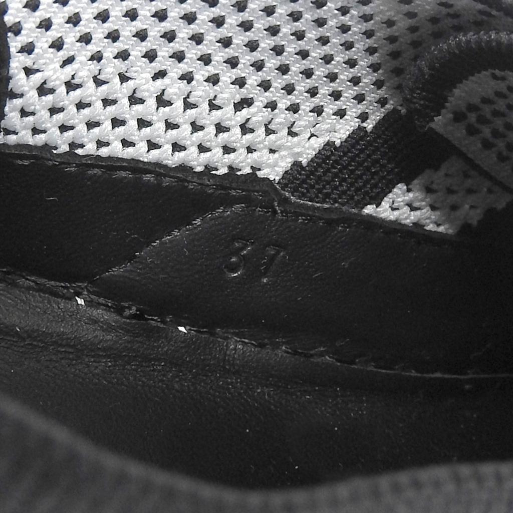 Great HERMES Sneakers Deep H Logo Design Leather Knit Black White Knit Women 37 Used