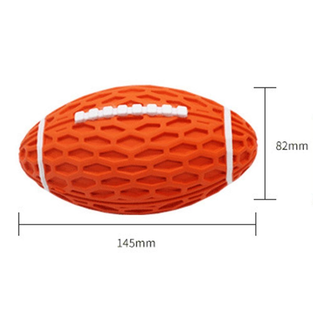 Bite Tough Squeaky Rugby Ball Rubber Dog Molar Toy Indestructible Dog Toy  Teeth Grinding Clean