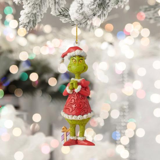 Christmas Pendant Creative Shape Adorable Appearance Lanyard Design Wide Application Easy To Hang Grinch Character Xmas Tree Hanging Decoration