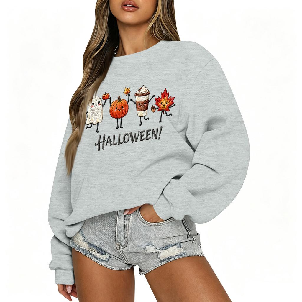 Women's Casual Long Sleeve Christmas Print Round Neck Top for Holiday Festive Wear