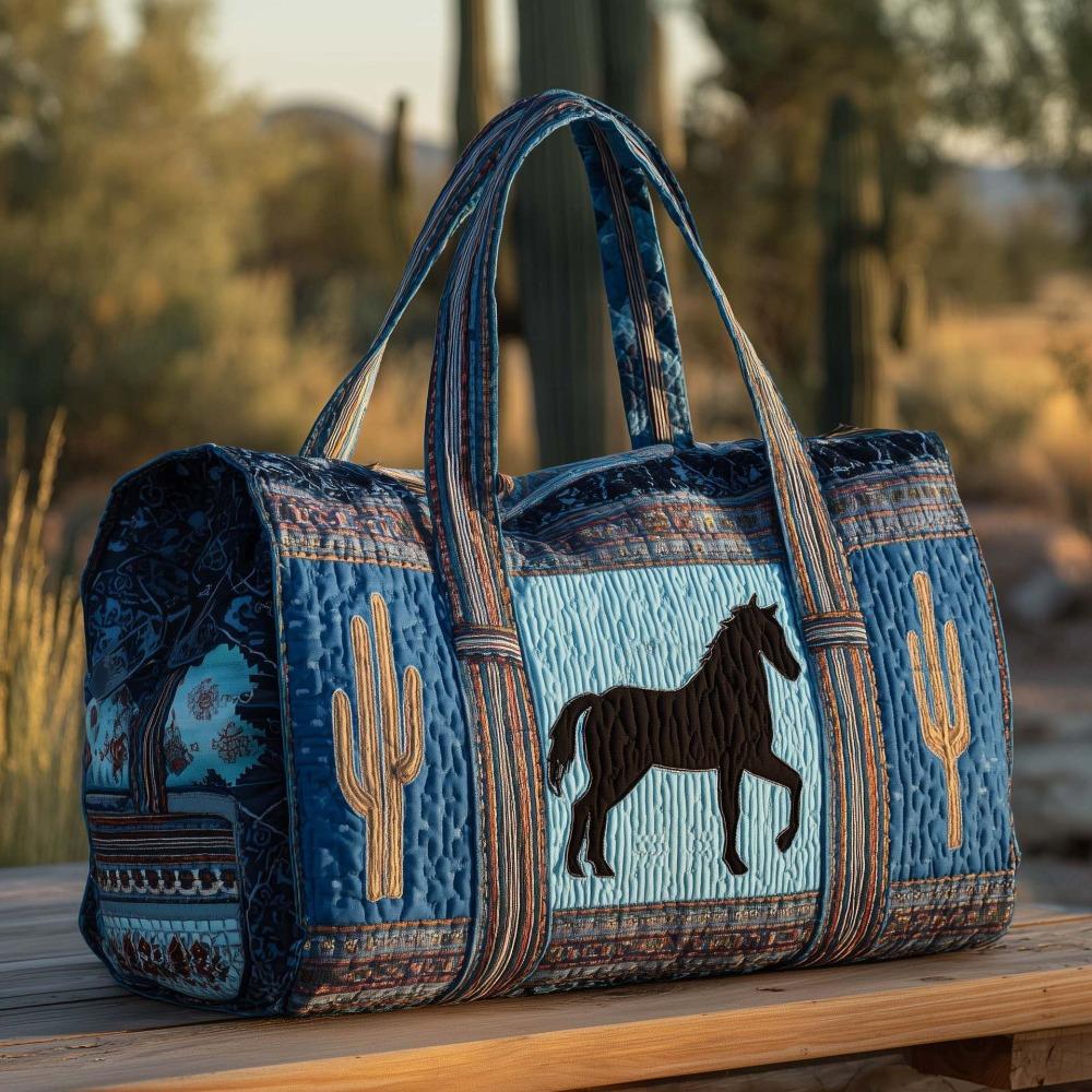 

Shoulder Strap Quilted Duffle Bag 3D Quilting Craft Horse Cow Pattern Short-distance Handbag Large Capacity Tote Bags