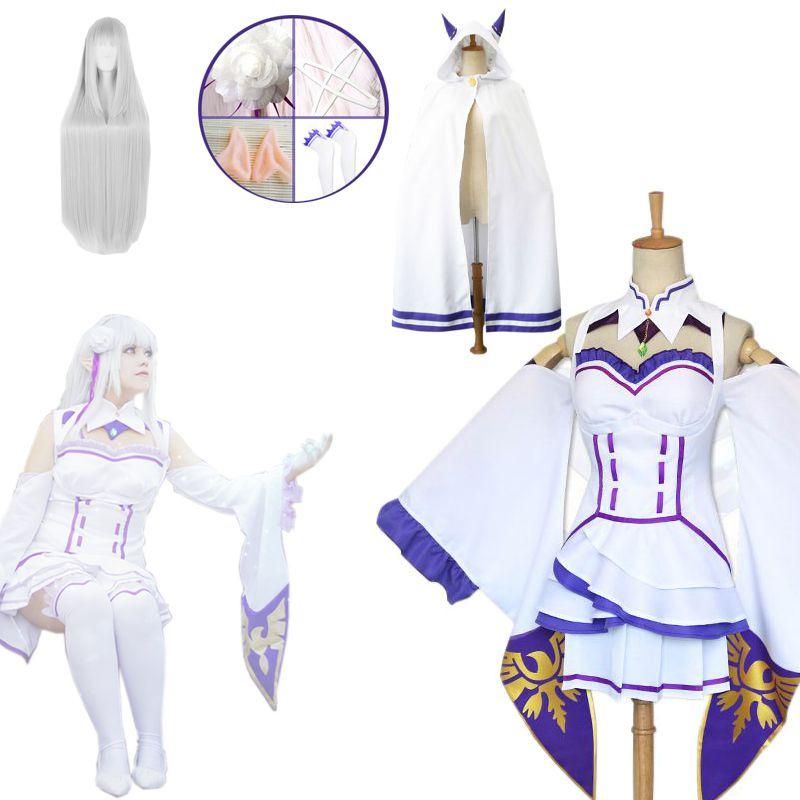 Enchanting Emilia Dress Cosplay Set With Elegant Wig For Womens Anime Party Costumes