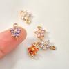Crystal Zircon Flower Pendant Necklace DIY Delicate Pendants Jewelry Handicraft Finding for Hairclip Bracelet Brooch