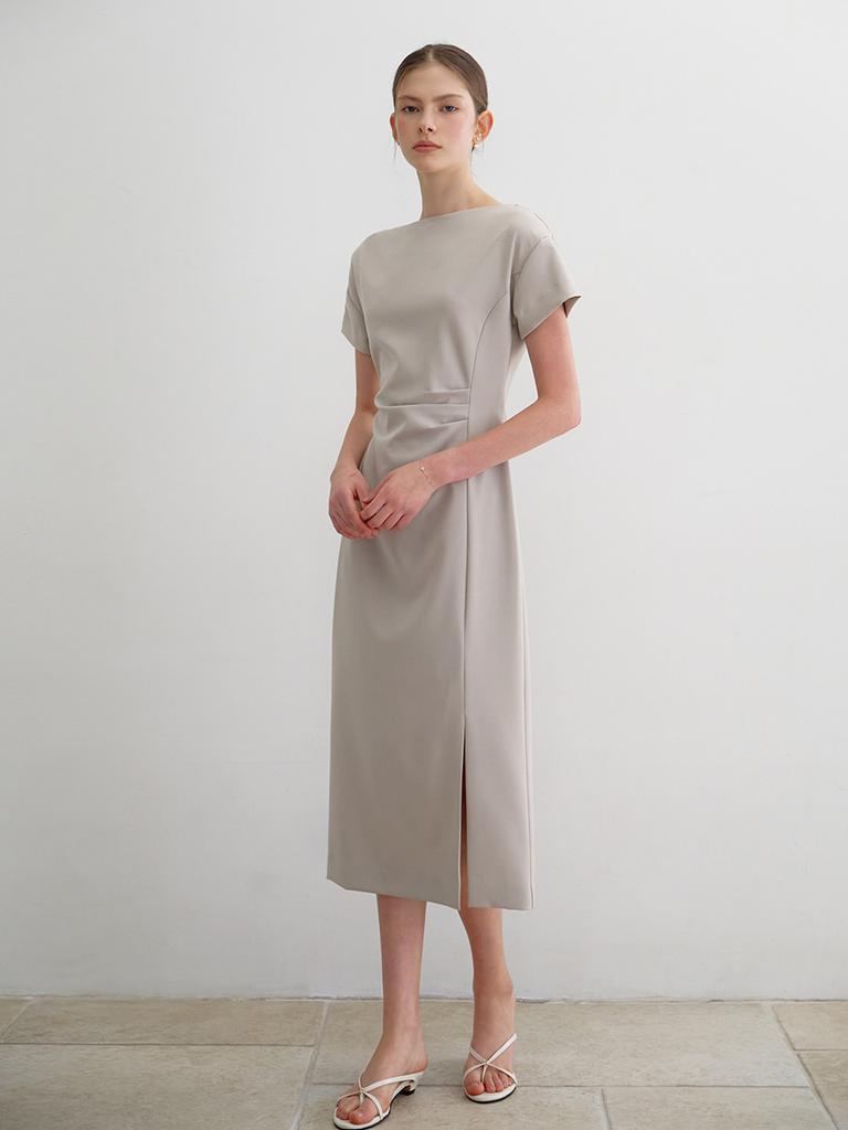 Mommet Etwa Pintuck Dress Sand Beige