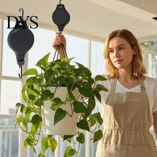Indoor Outdoor Plant Hanger Hook Pulley Hanger, Adjustable Ceiling Hook, Heavy Duty No Drill Hanging Retractable for Garden Baskets, Bird Feeders