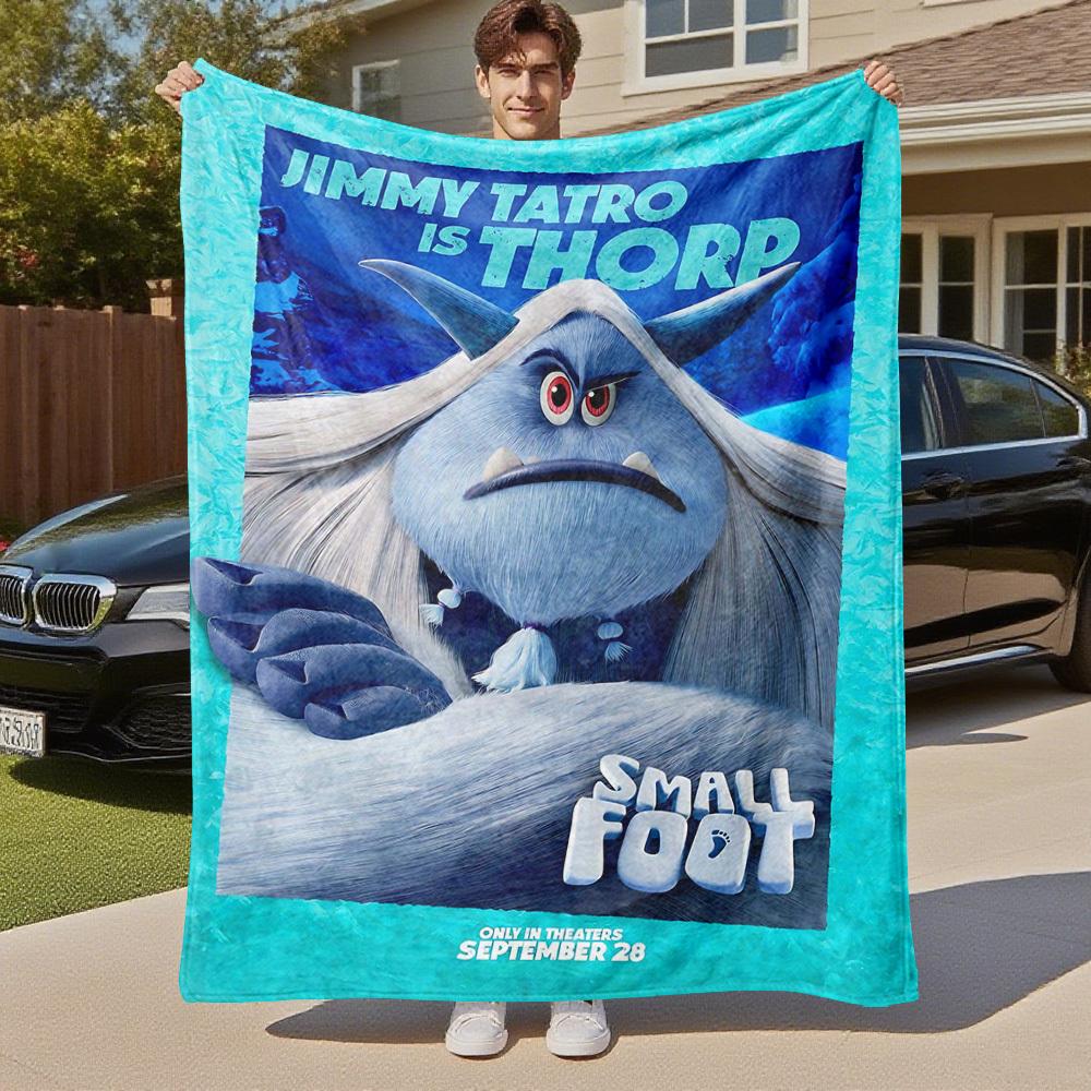 1PC Small Foot Outdoor Flannel Blanket Soft Plush Decor for Picnics, camping,Bedroom, Playroom, Office1163A
