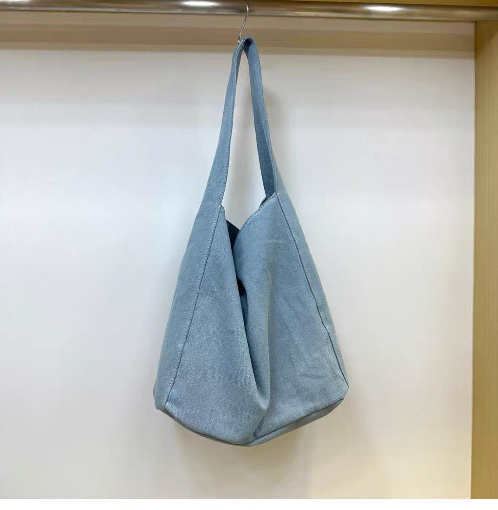 Small dirty cabinet, niche denim canvas bag, casual simple cloth bag, large capacity student shoulder tote bag
