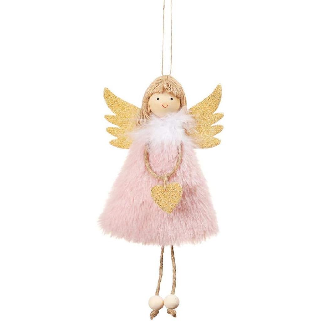 Toyvian 4PCS Christmas Ornaments Hanging Doll Adorable Plush Angel Shape Doll Adornment Christmas Tree Decoration Gift Toy for Xmas Party