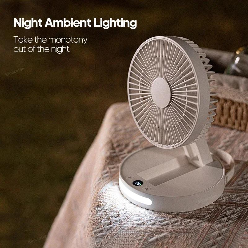 3600mAh Foldable Portable Desktop Fan Angle Adjustable Rechargeable Fan Air Circulator Ventilator Silent High Wind Power 5 Speed