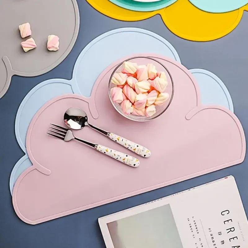 Cloud Shape Silicone Table Pad Placemat Food Grade Kid Plate Mat Waterproof Heat Insulation Mat Kitchen Gadget Easy Cleaning Mat