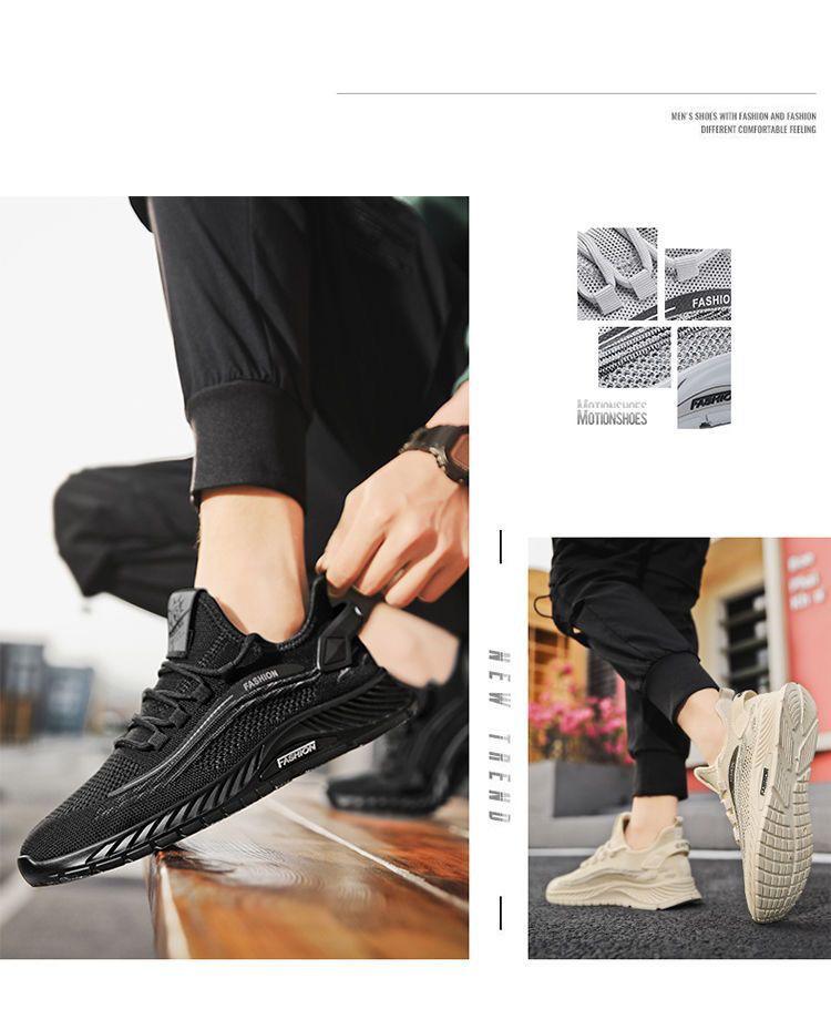Flyknit Men's Breathable Summer Running Shoes - Soft Sole Casual Mesh Sneakers