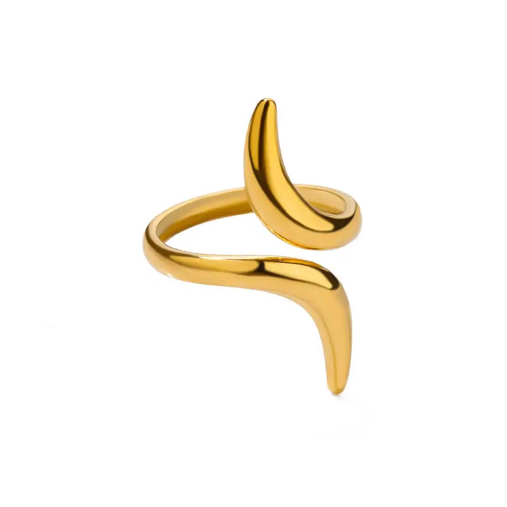 Stainless Steel Rings for Women Gold Color Star Open Ring Fashion Charm Zircon Waterproof Wedding Accessories Birthday Gifts