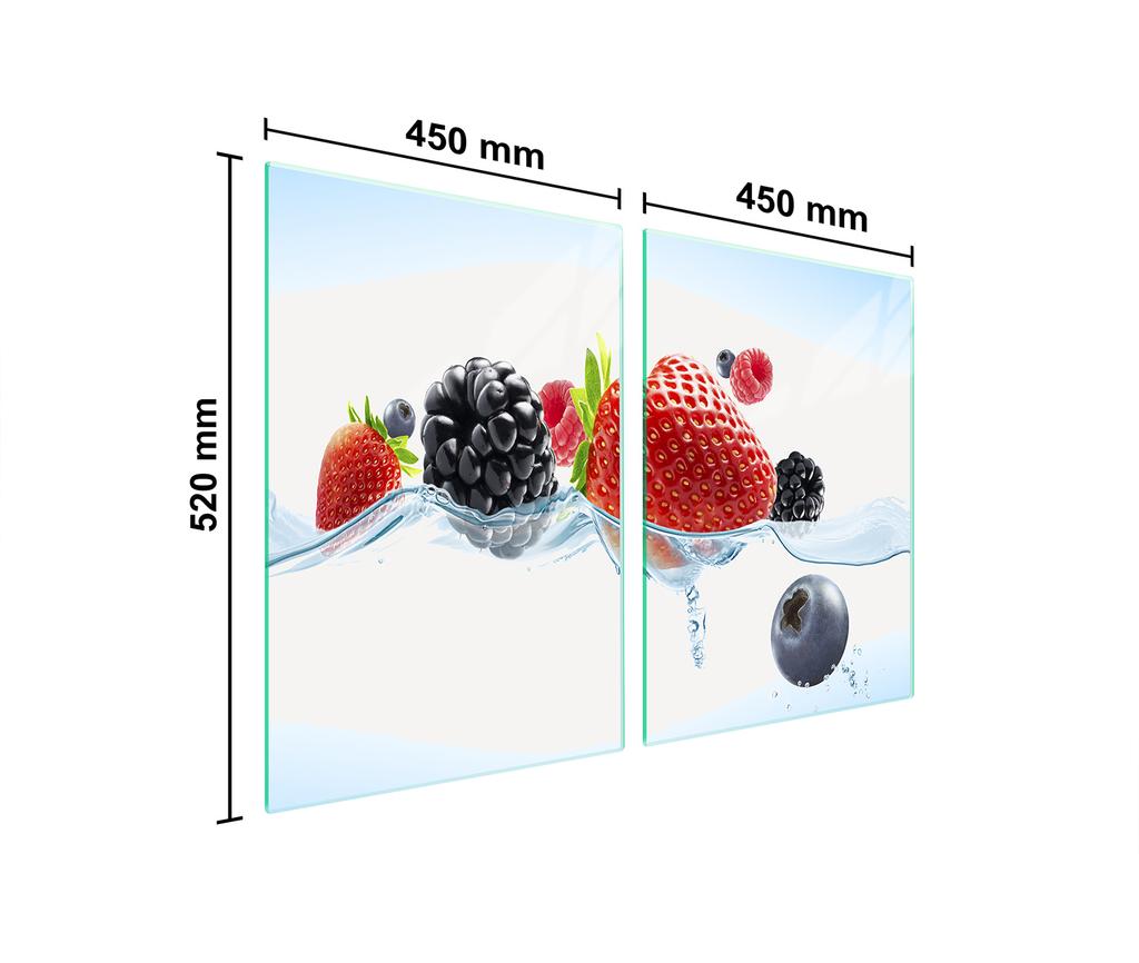 Glass protective plate for the stove 2x45x52 Fruit