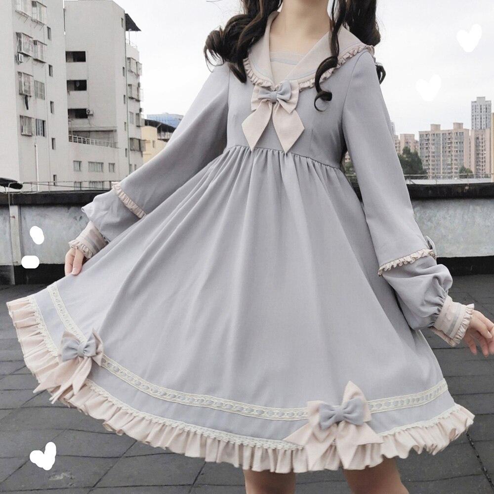 Buy Lolita Sailor Navy Dress Women 