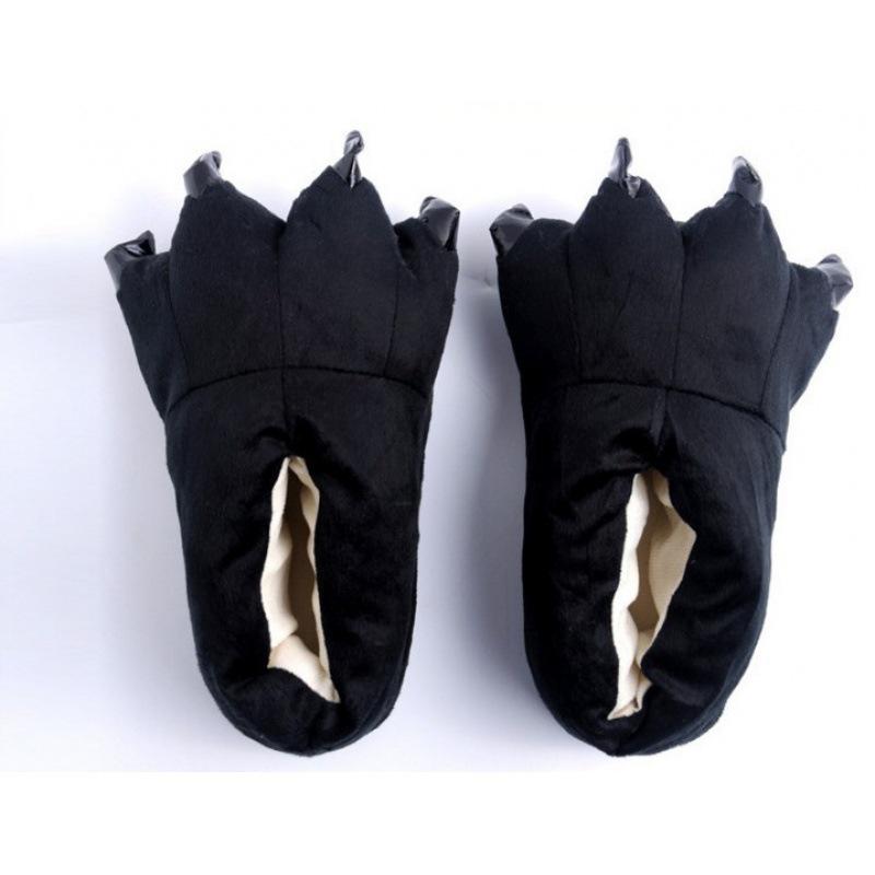 Superweiche Fleece-Tierpfoten-Hausschuhe für Damen & Herren - Gemütliche Baumwoll-Winterschuhe, Fersenbedeckt, Blau/Grün.