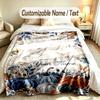 Autumn Harvest Theme Soft Blanket Personalized Custom Name Text Print Warm Blanket Home Sofa Bedroom Decor