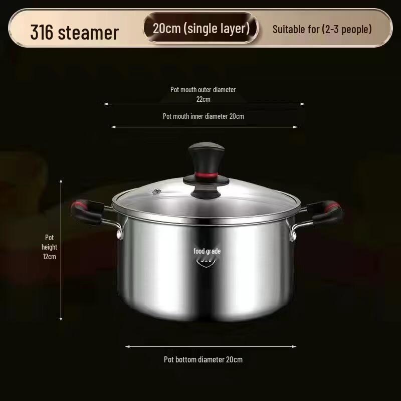 

ZISIZ 316L Stainless Steel Steamer Soup Pot