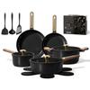 Ceramic Cookware Set Nonstick 16pcs Pots and Pans Set Nonstick Non-Toxic PFAS-Free Dishwasher Safe RV Camping Cookware Set Cook
