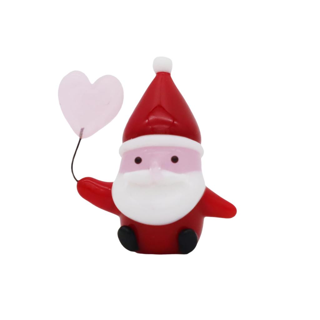 Four Cart Cute Handmade Glass Heart Santa
