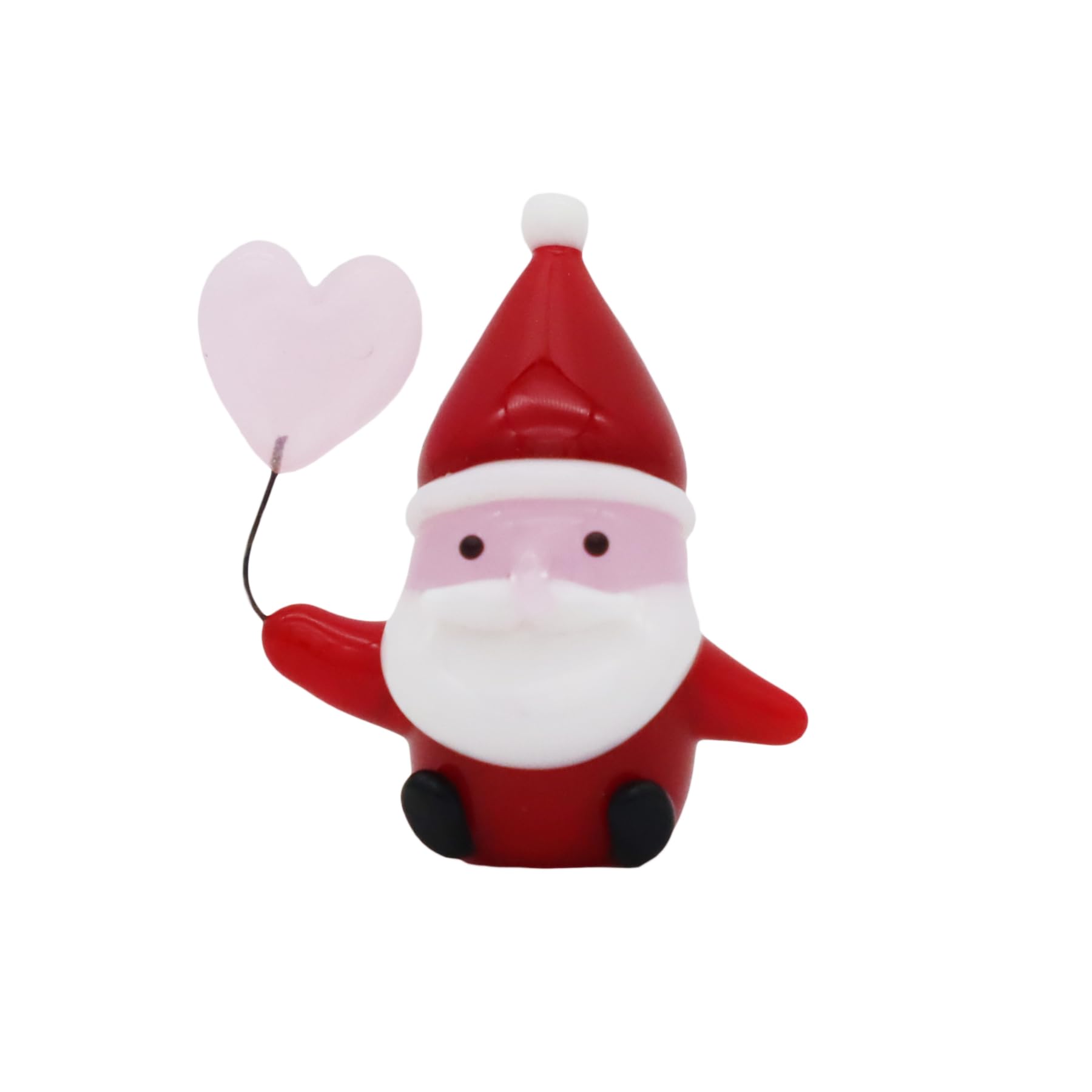Four Cart Cute Handmade Glass Heart Santa