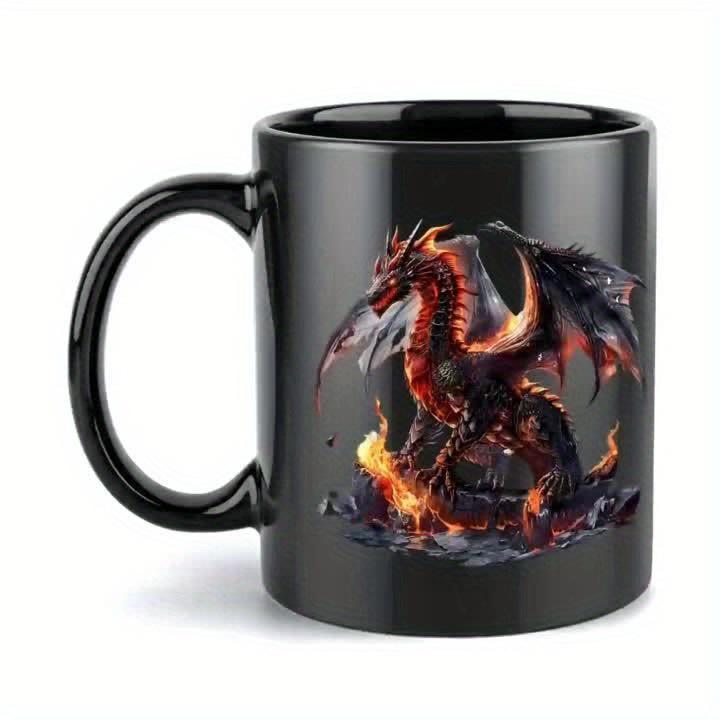 

Demon Dragon Ceramic Coffee Cup Milk Tea Water Cups Creative Breakfast Mug Household Drinkware Birthday Gift 330ml чёрный