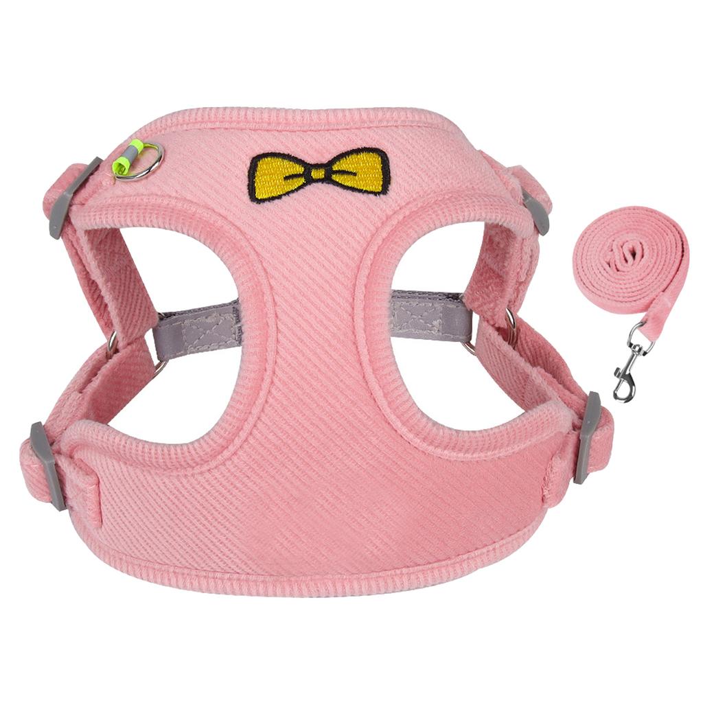 Small Dog Harness Reflective Dog Harness Reflective Pet Vest with Traction Rope for Walking Pink M