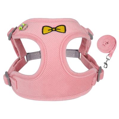 Small Dog Harness Reflective Dog Harness Reflective Pet Vest with Traction Rope for Walking Pink M