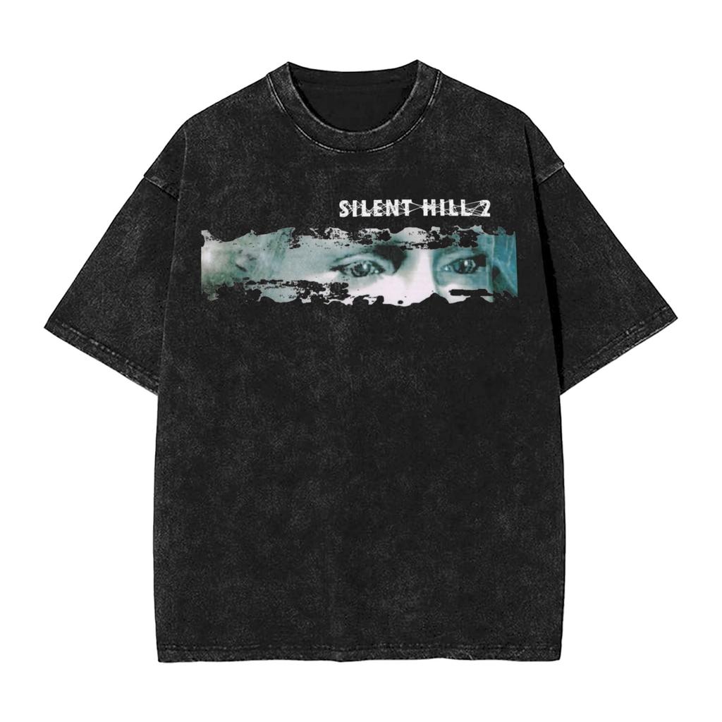 Washed T Shirt Silent Hill Emblem The Halo Of The Sun Tshirt Oversize Pc Videogames Survival Horror 100 Cotton Printed Tees