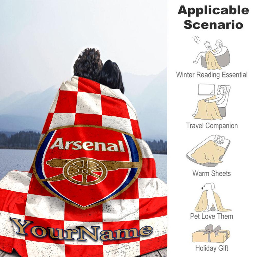 Arsenal Customize Text Blanket Gift Customizable Blanket Warmthful Decor Perfect for Office Picnics Couch Nap All-Season Use