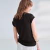 Cool Knitted Lyocell Linen T-Shirt Commuter Shirt Women's Summer Elastic Slim Short Sleeve Design Contrasting Top